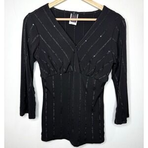 Vintage Y2K 90s Babydoll Dark Fairy Grunge Top Medium Black Sequin Goth Witchy M